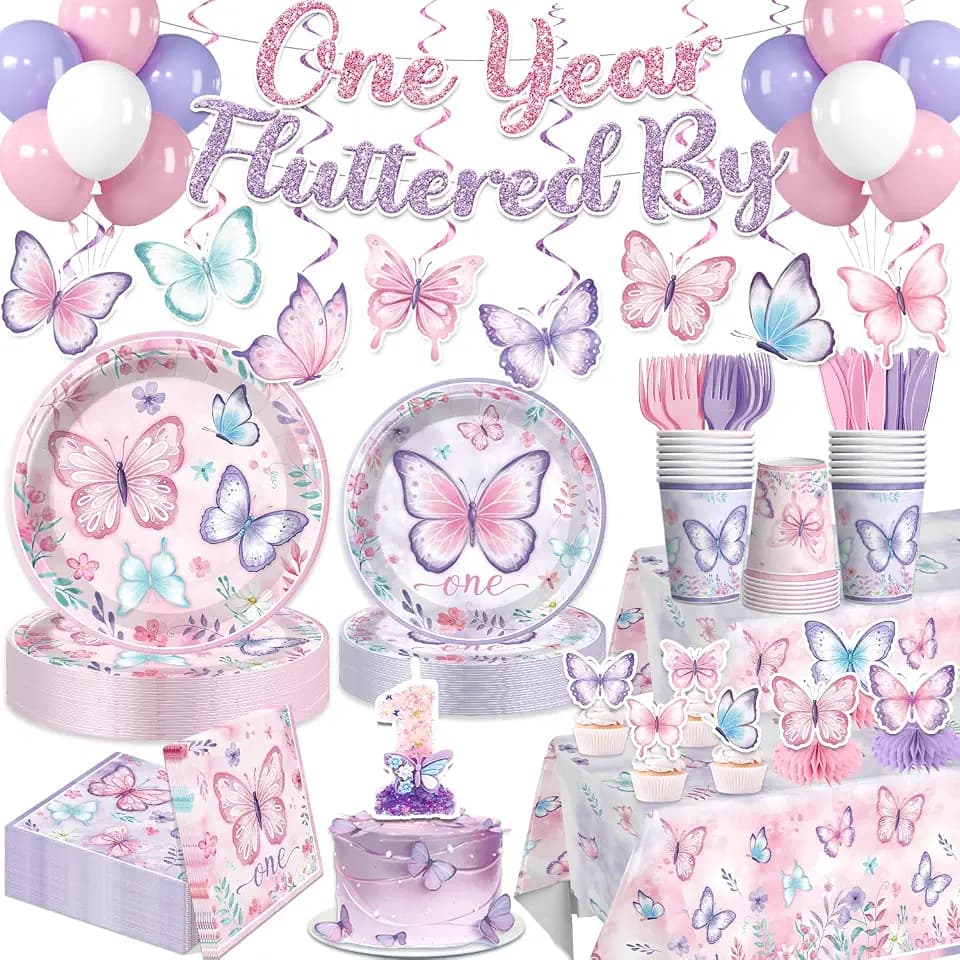 Butterfly 1st Birthday Decorations, Butterfly Girls First Birthday Theme