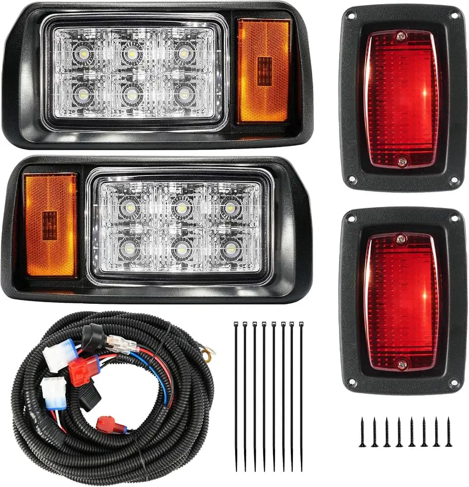 Club Car DS LED Light Kit, Golf Cart Factory Style Headlight and Taillight Kit Suitable for 1993-Up Club Car DS Golf Carts, OEM# 101988002 101988001