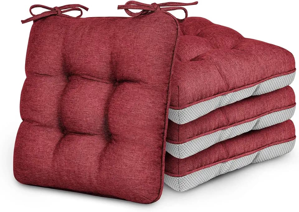 Love's cabin Memory Foam Chair Cushions Set of 4, 19 Inch, Burgundy