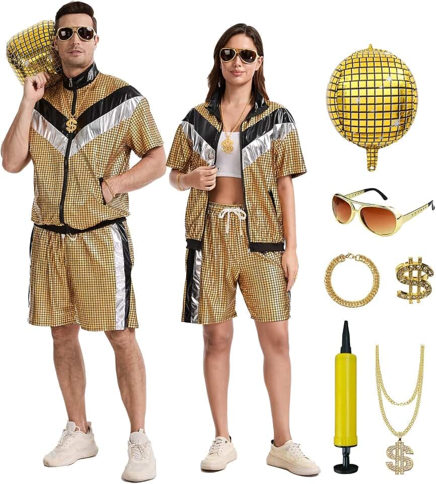 80s 90s Disco Outfits for Men Women,Hip Hop Costume Theme Party