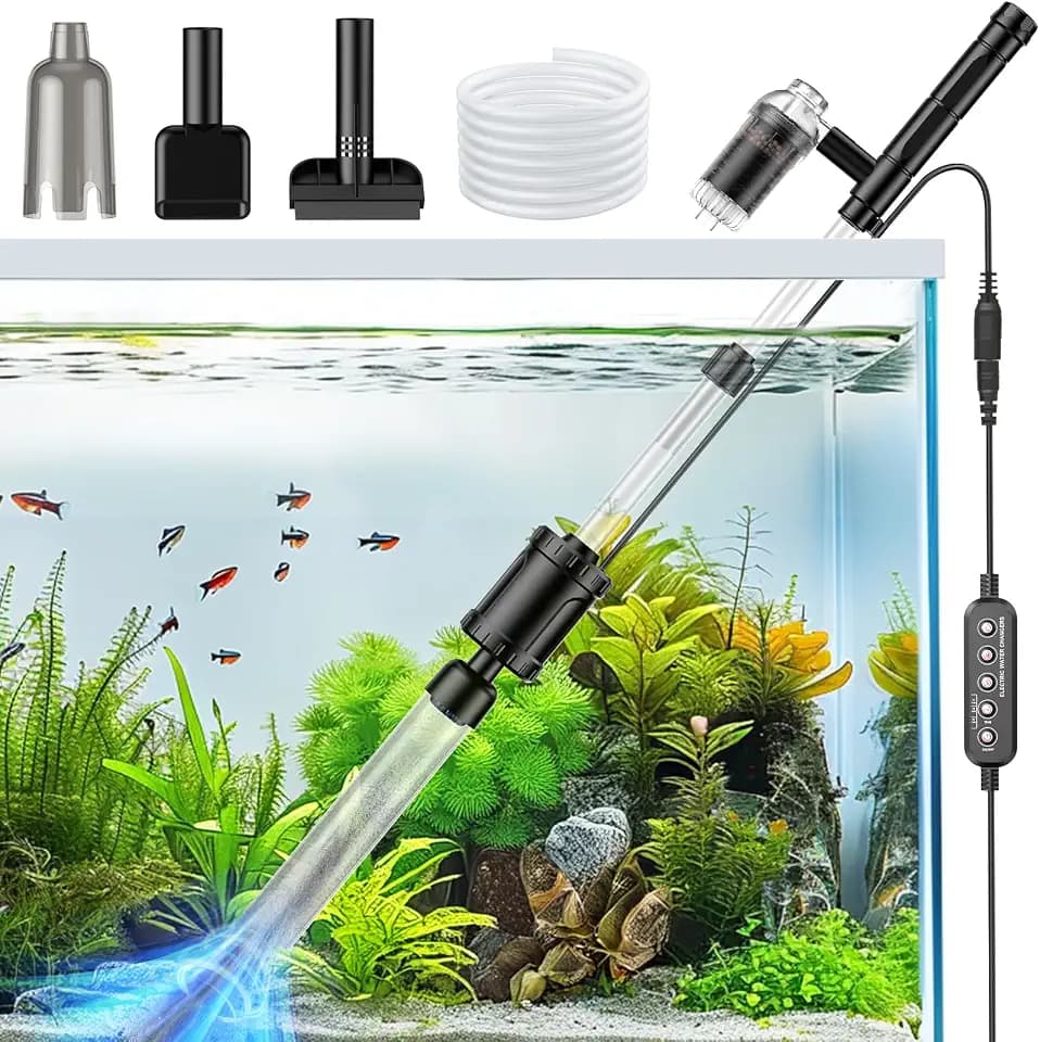 36W Aquarium Vacuum Gravel Cleaner: 8 in 1 Electric Fish Tank Cleaner