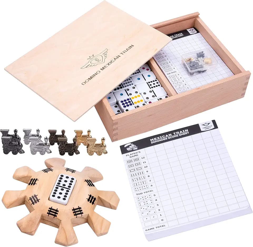 Engelhart Mexican Train Domino Spiel Deluxe Im Holzkasten, Doppel 12