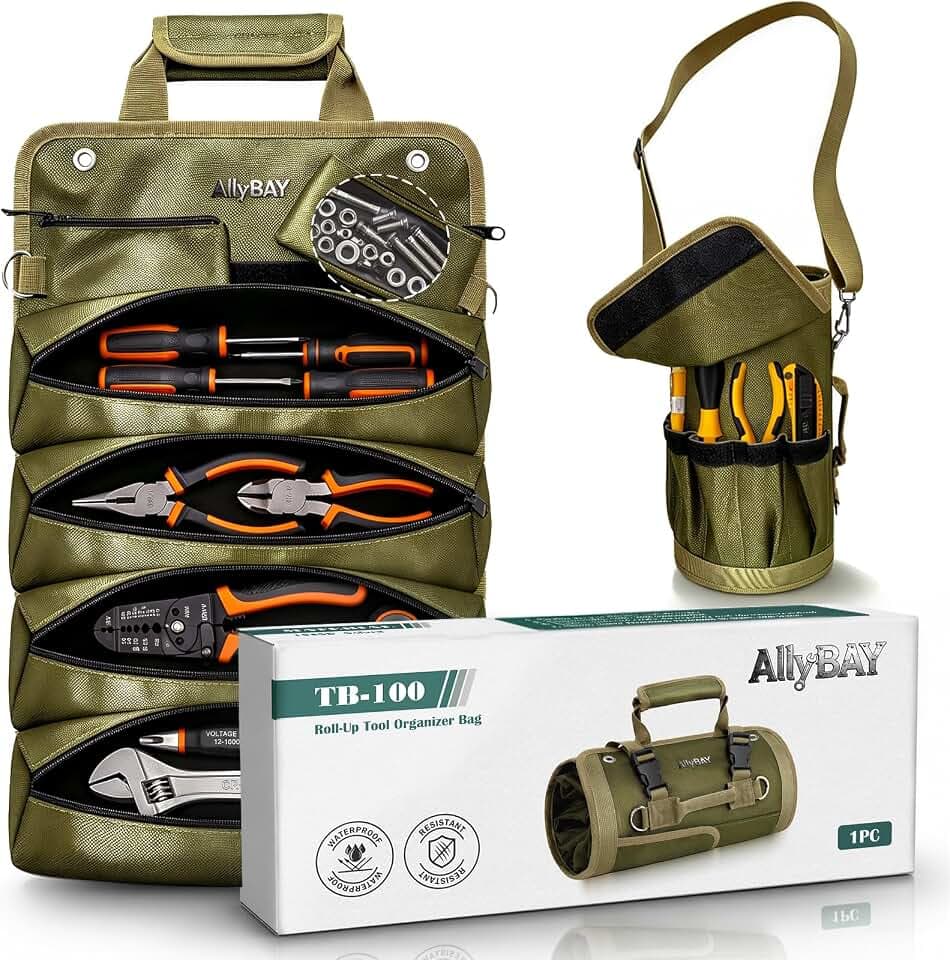 Roll Up Tool Bag,Portable Heavy Duty Soft Tool Storage Gifts for Men,Green