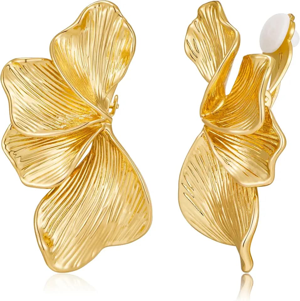 WOWORAMA Chunky Clip On Earrings for Women, Gold/Silver