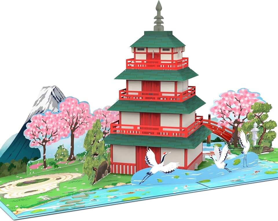 MOKIO® Pop-Up Karte – Pagode in Japan – 3D Grußkarte