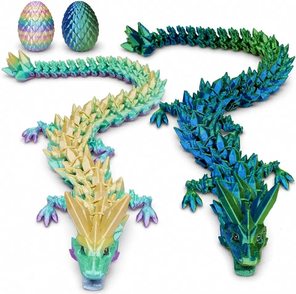 2 Stück 3D-gedruckte Drachen mit Dracheneiern Fidget-Spielzeug 28,5 cm