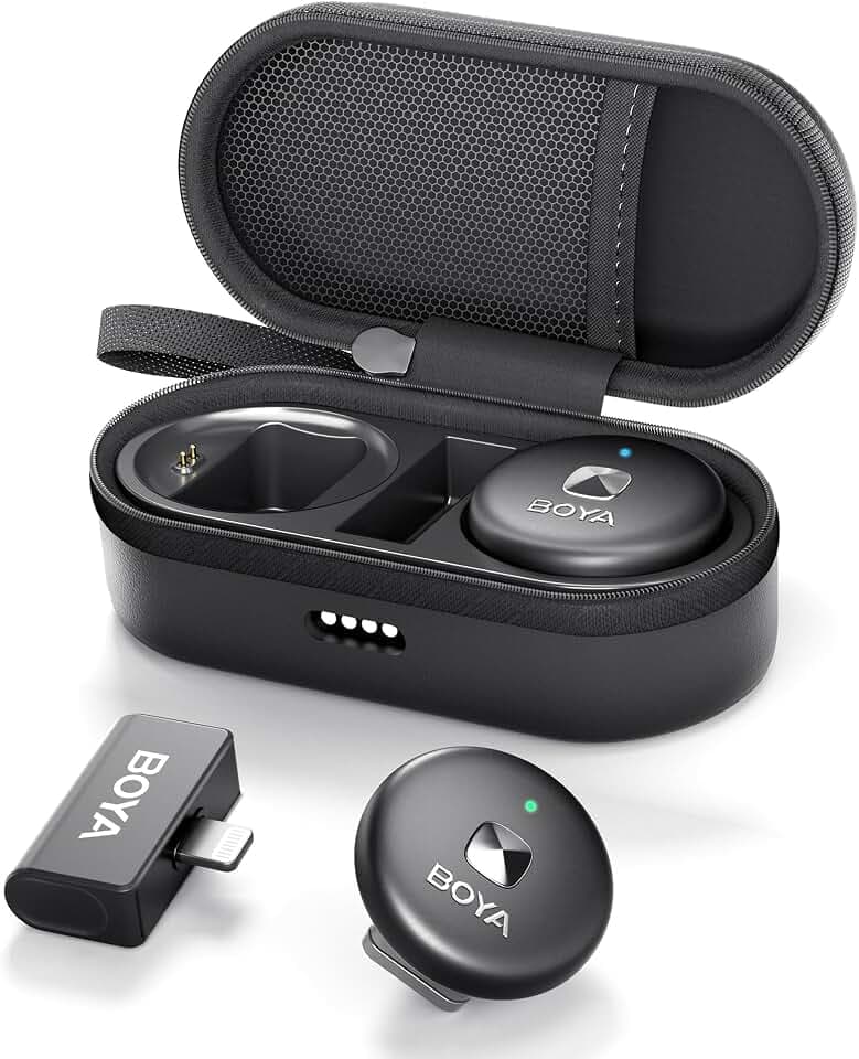 BOYA OMIC-D Lavalier Mikrofon iPhone Kabellos, Mini iPhone iPad externes mikrofon Handy Vlog Podcast Live Streaming, Plug Play Drahtloses Ansteckmikrofon