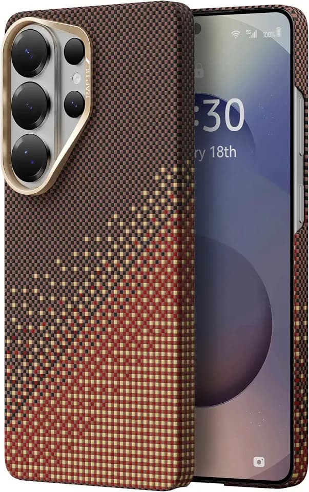 RAPTIC Aramid Skin for S26 Ultra Case, Compatible with MagSafe, Non-Slip & Ultra Slim Light Case for Samsung Galaxy S26 Ultra with Caseless Feeling, 1500D Aramid Fiber AeroWoven, Serenity Amber