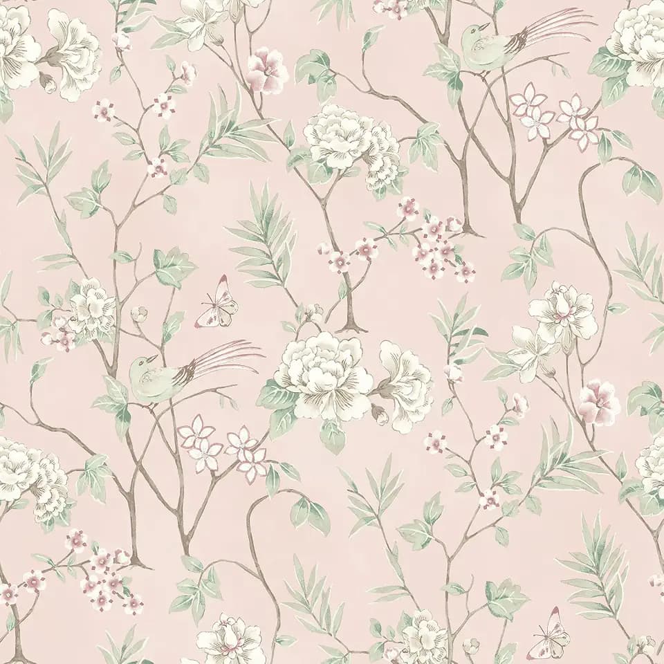 NuWallpaper Chinoiserie Garden Pink Peel and Stick Wallpaper, NUS6365