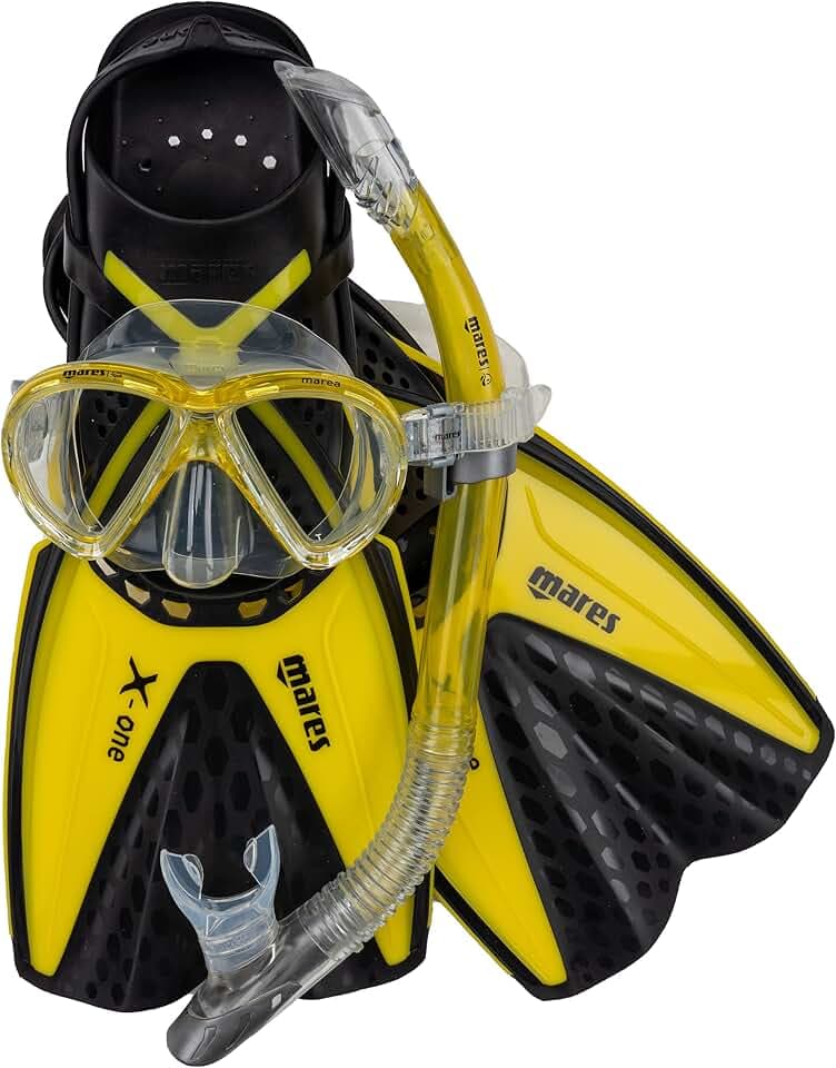 Mares Set Marea X-One - Schnorchelset Erwachsene mit Maske, Flossen und Schnorchel, Silikonmaske, Channel Thrust Flossen, halb-trockener Schnorchel