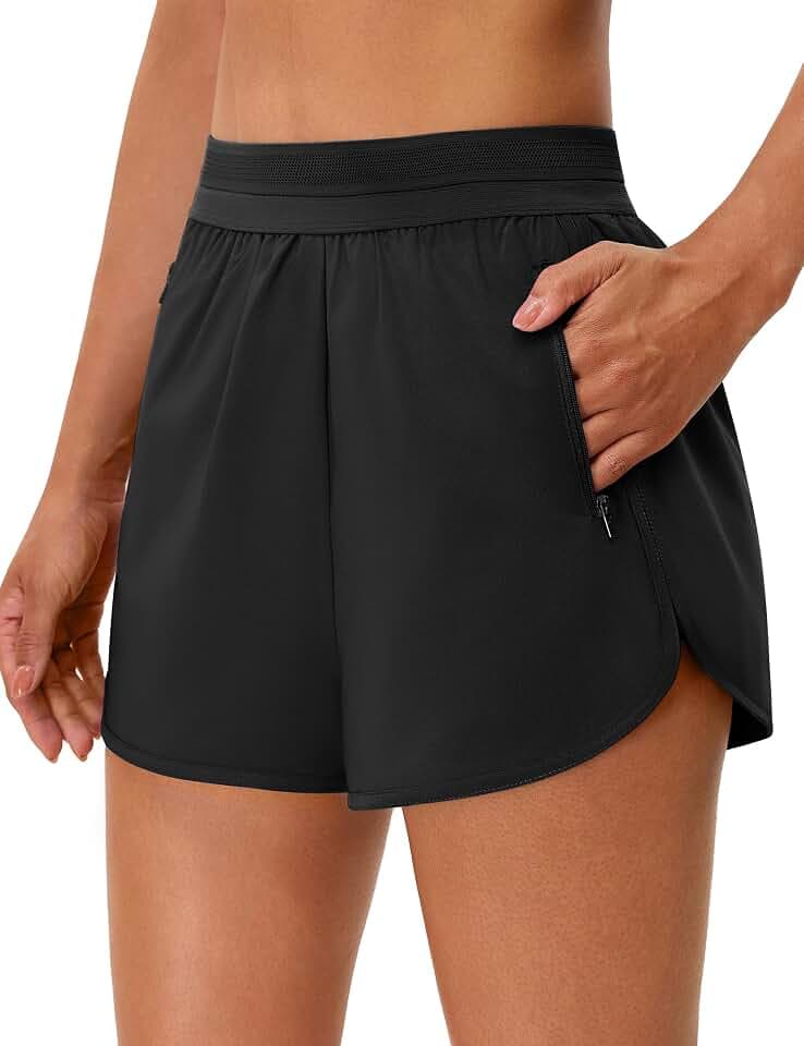 BMJL Womens Workout Shorts Running 2.5" Black High Waisted Athletic Gym Shorts Lounge Summer 2 Pockets