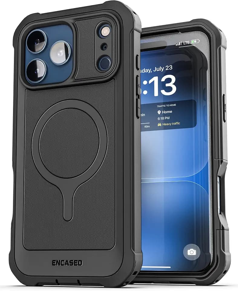 ENCASED for iPhone 18 Pro Phone Case with Built-in Screen Protector Black