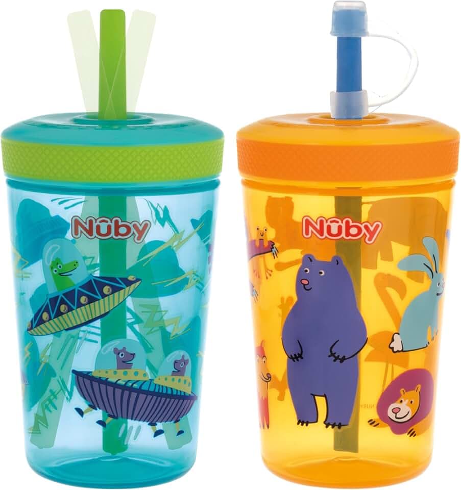 Nuby Thirsty Kids Super Sipper, 14 oz, 2 Pack