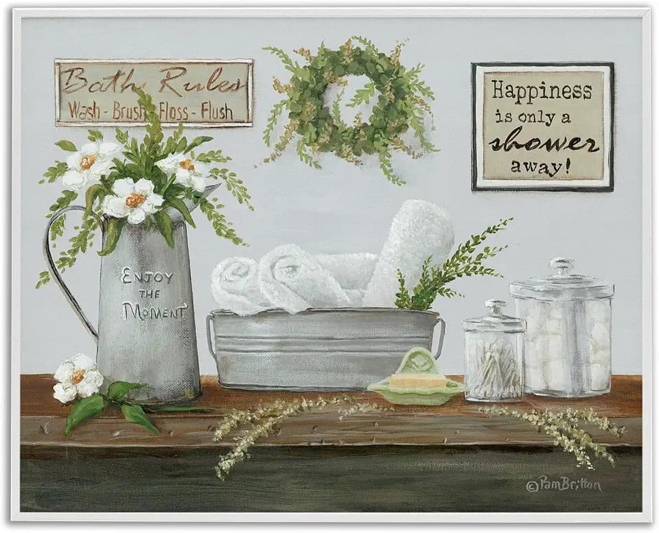 Farmhouse Bathroom Counter Still Life, 24 x 30 Inch Framed Giclée Print