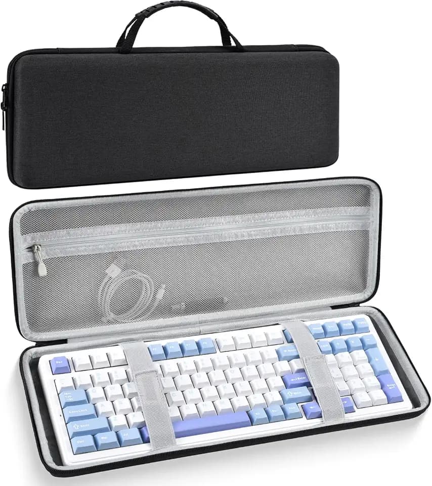 90-96% Keyboard Case, Hard Travel Carrying Case Bag for 100 Keys Computer Keyboard, Compatible with Aula F99/F99 Pro, RK Royal KLUDGE S98/R98 Pro, Keychron K4/K4 HE/V5, ASUS ROG Strix Scope II, Black