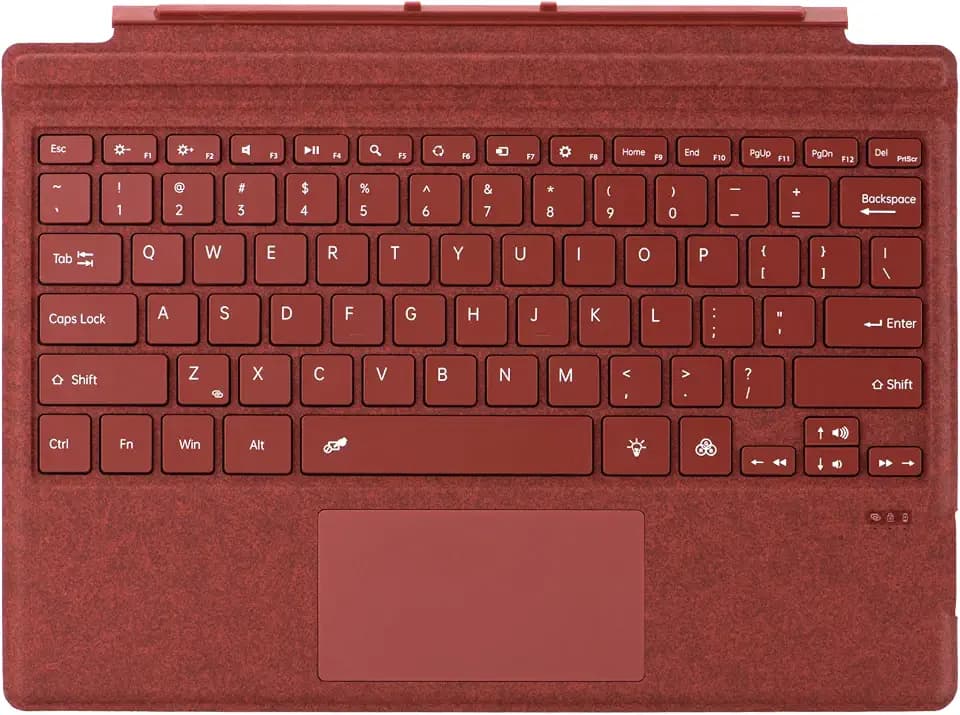 mobee Type Cover for Microsoft Surface Pro 7+ / Pro 7/6 / 5/4 / 3, 12.3 inch, Ultra-Slim Bluetooth Keyboard with Multi-Touchpad, 7-Color Backlight (Poppy Red)