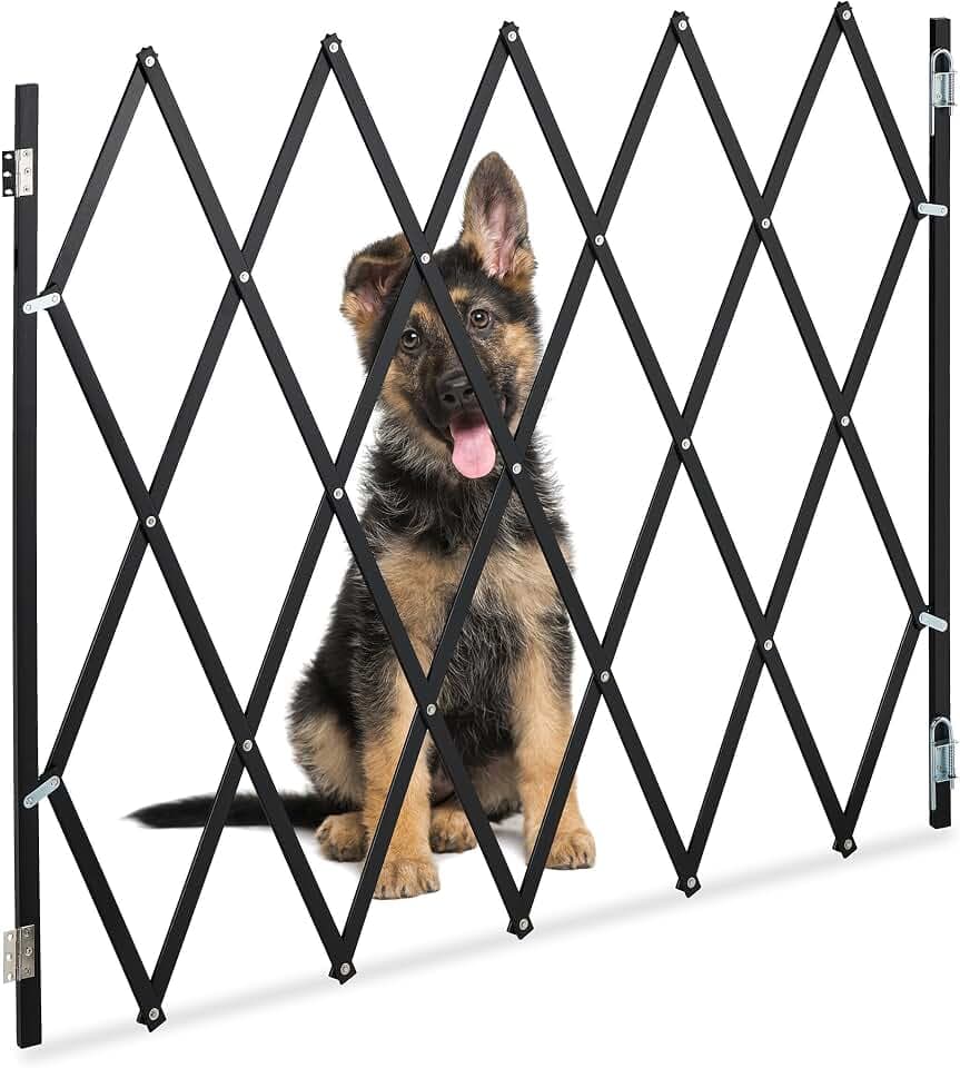 Relaxdays Hundeabsperrgitter, ausziehbar bis 130 cm, 87,5-100 cm hoch, Bambus, Hunde Schutzgitter, Treppe & Tür, schwarz