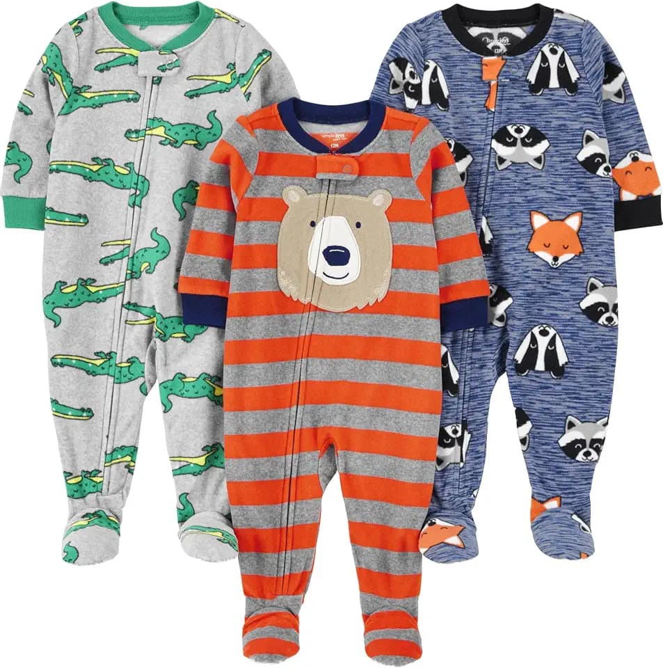 Simple Joys by Carter's Baby Boys Loose-Fit Flame Resistant Fleece Footed Pajamas