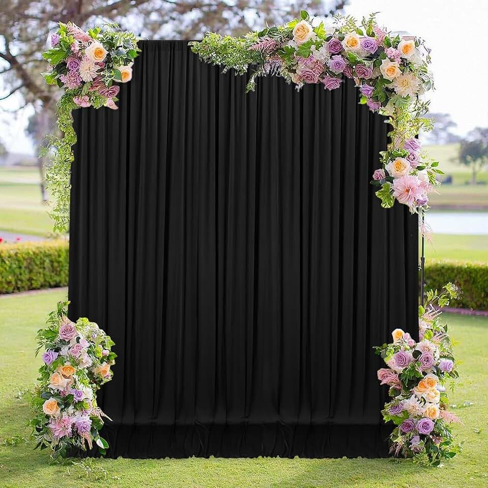 MEETSKY Black Backdrop Curtains for Birthday Parties,10x8 FT Black Curtains