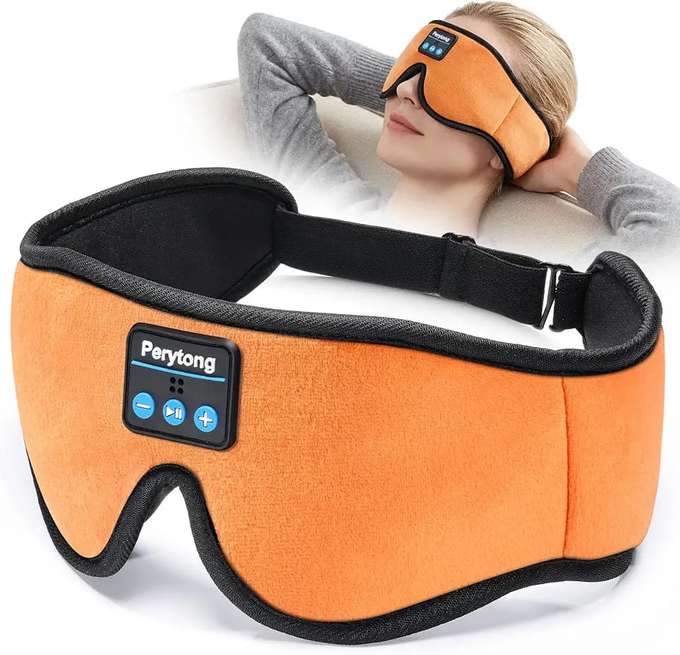 Sleep Mask with Bluetooth 5.4 Headphones, 3D Contoured Sleeping Mask Headphones with Ultra-Thin Stereo Speakers for Side Sleeper, Wireless Sleep Mask Earphones for Men Women, Idea for Sleeping