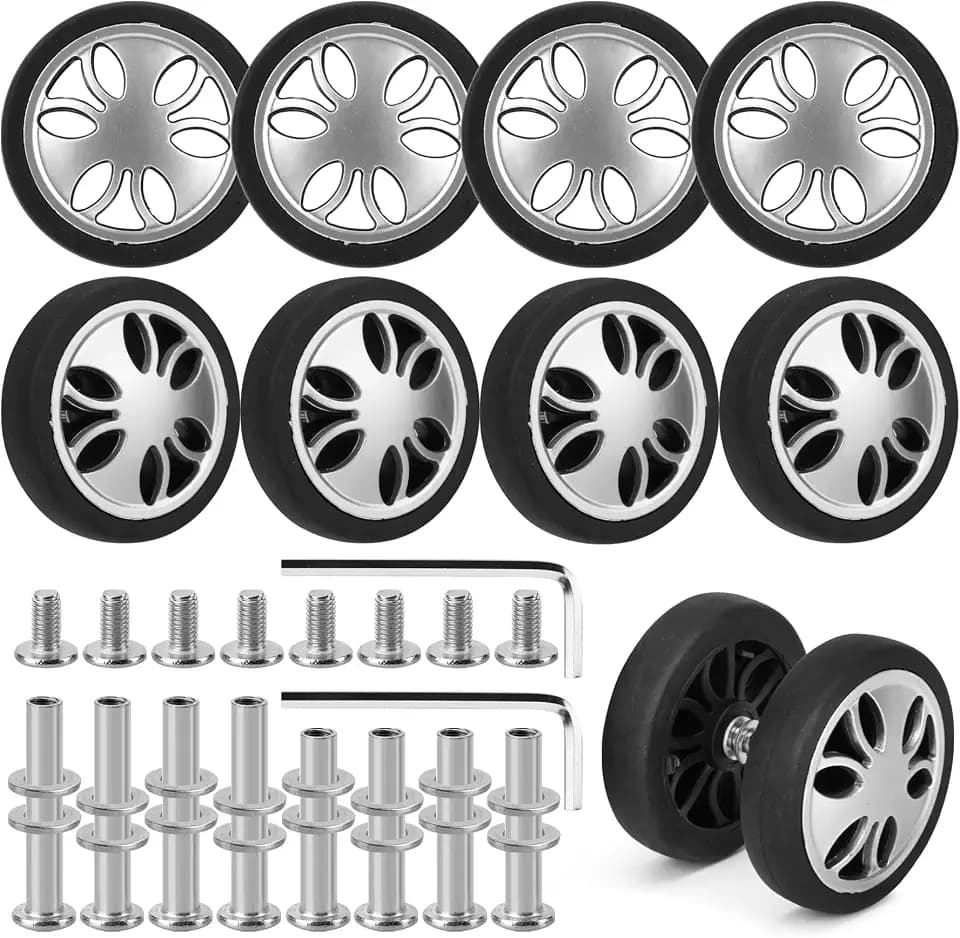 8 Pcs 50mm/1.97in Luggage Wheels Replacement, Smooth Swivel Spare Suitcase Wheels Replacement, Wear-Resistant Luggage Repair Parts Kit, V-A4