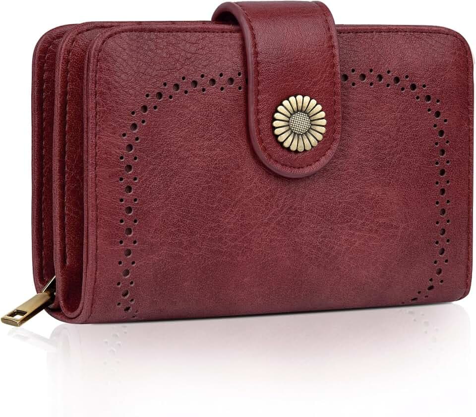 TEUEN Geldbeutel Damen Große Kapazität PU Leder Vintage Portemonnaie Brieftasche Geldbörse Mittelgroß mit RFID-Blockierung und Mehreren Fächern Frauen