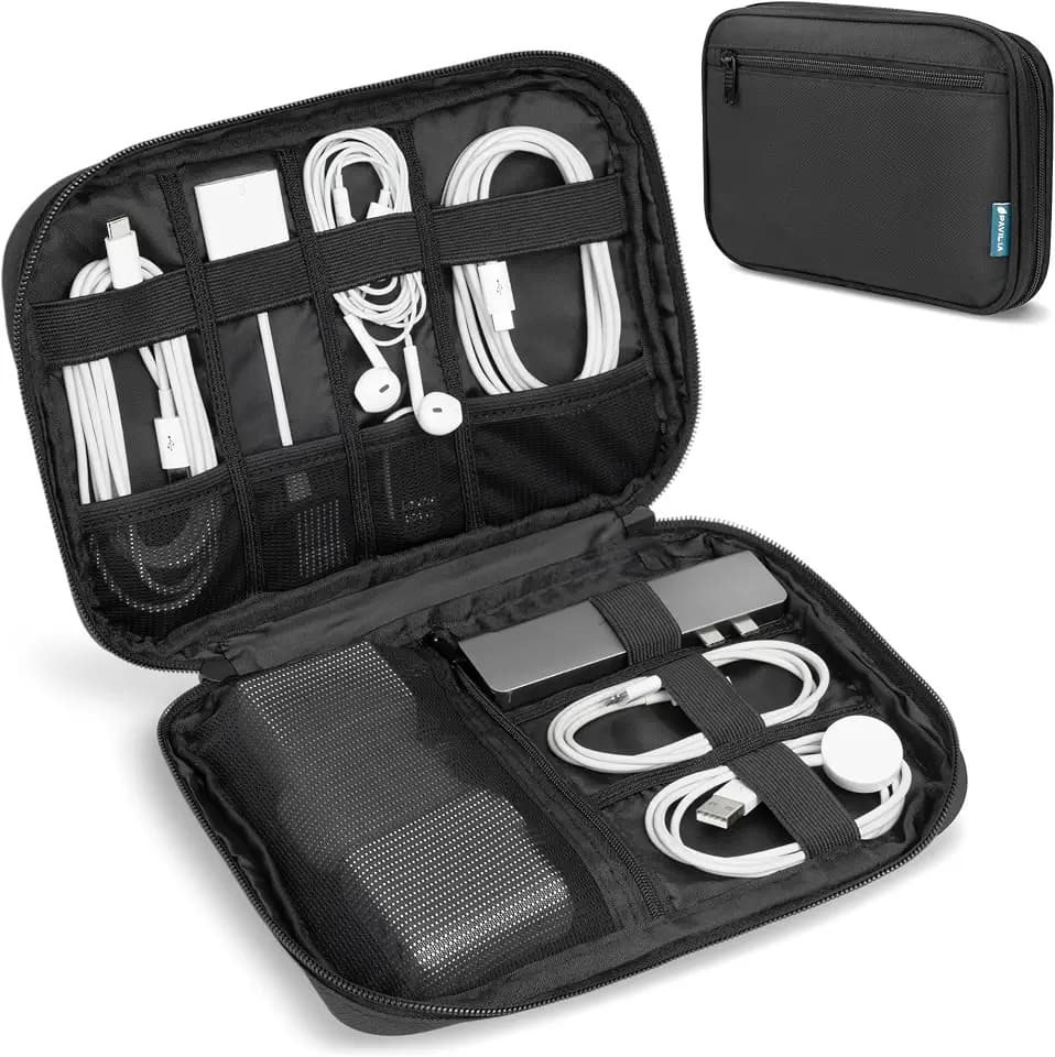 PAVILIA Travel Cord Organizer Case, Electronics Organizer Bag, Black