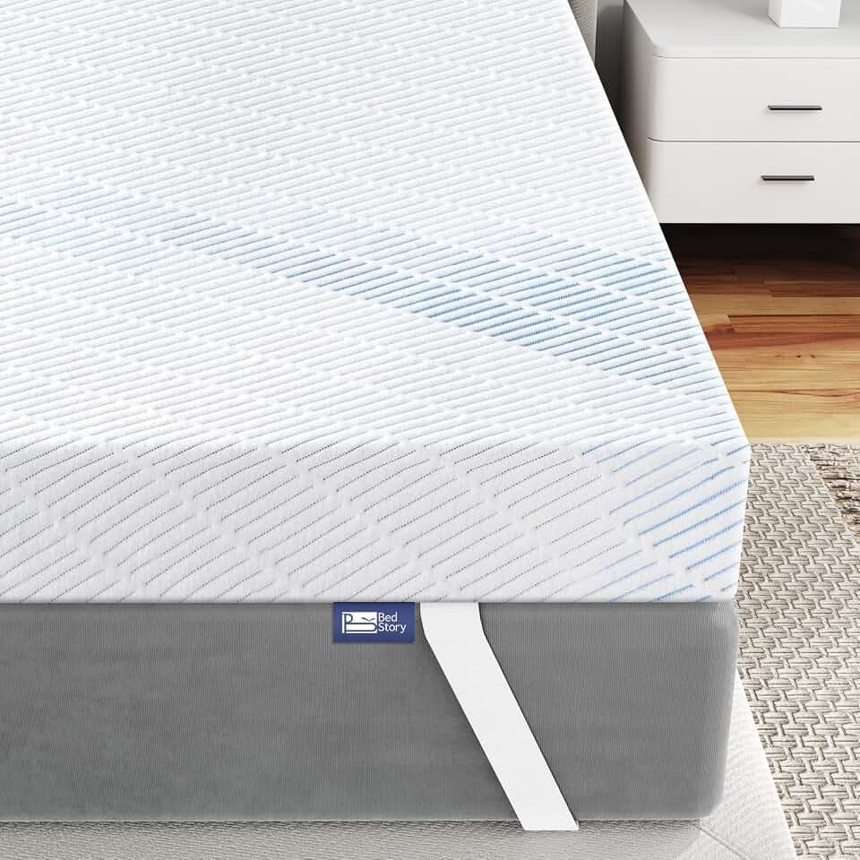 BedStory Gel Topper 160x200cm 10cm Höhe Matratzentopper aus Gel Memory Foam，H3&H4 Gel Schaum Bambus Topper mit atmungsaktivem Bezug für Wohnwagen Schlafsofa Boxspringbett