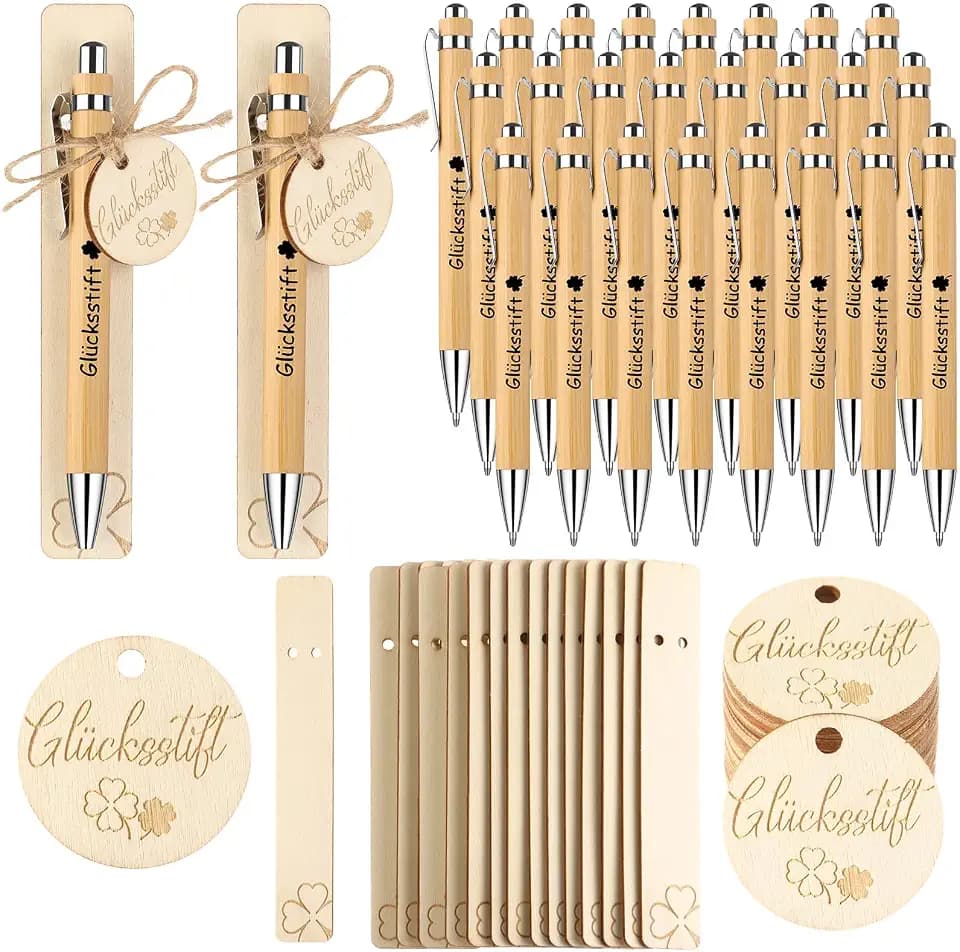 24 Sets Dankeschön Geschenke Glücksstift Kugelschreiber Geschenke Holz Kugelschreiber Kleine Dankeschön Geschenk Abschiedsgeschenk für Kollegen Erzieherin Lehrer Kita Schuler Ruhestand Glückbringer