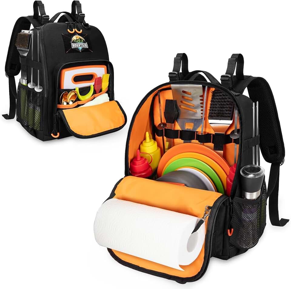 HODRANT Tactical Camp Utensil Organizer Backpack with Paper Towel Holder