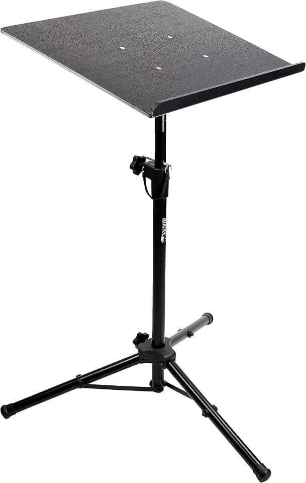 RockJam RJLP3 Projektor Ständer und Laptop Ständer mit Stativ, Schwarz | Höhenverstellbarer Stativ Ständer mit großer Ablage 40,6 x 50,8 cm für Beamer, Laptop und DJ Controller