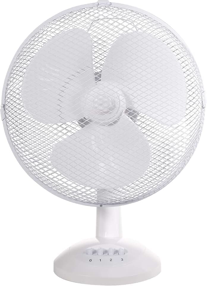 Russell Hobbs RHPDF1221 Tischventilator, tragbar, leicht, 30,5 cm, 3 Geschwindigkeiten, Weitwinkel-Schwenken, kräftiger Luftstrom, leise im Betrieb, ideal für Schlafzimmer oder Büro, weiß