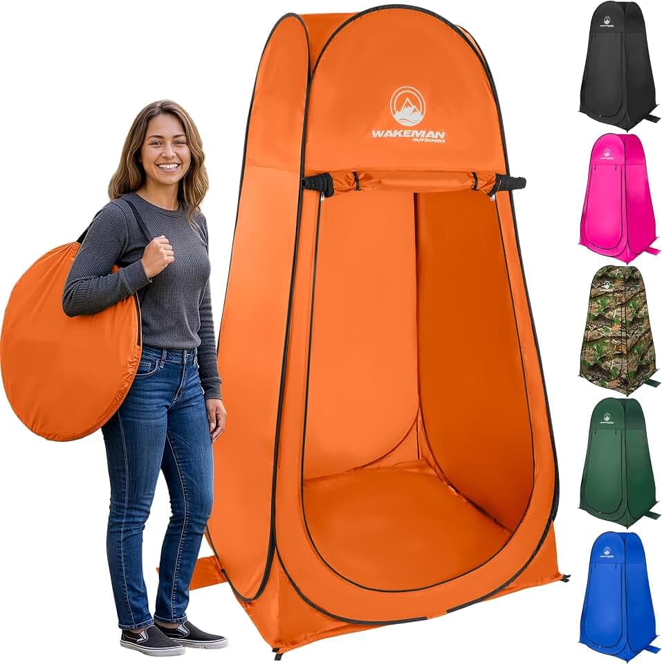 Wakeman Pop Up Changing Tent, 3.3 x 3.3 x 6.2ft, Camping Shower Tent for Portable Toilet Stall or Dressing Room with Carry Bag for Camping, Beach, or Tailgate, Polyester