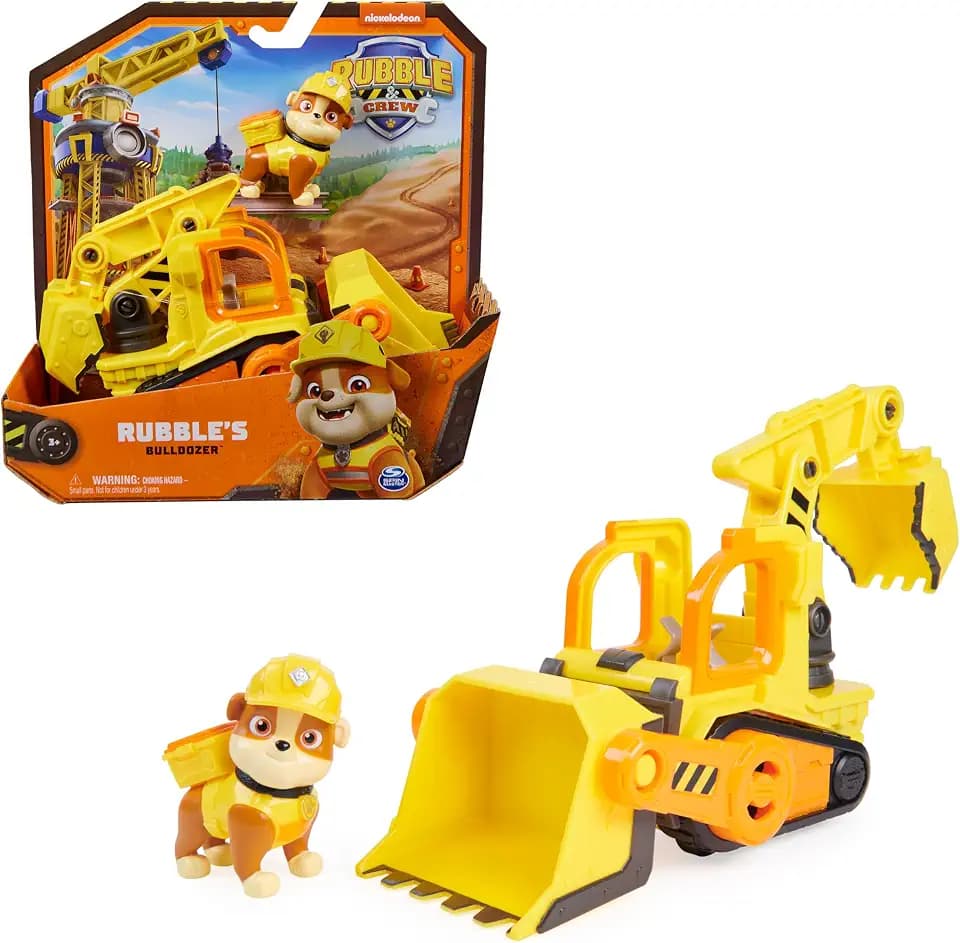 Rubble & Crew Planierraupen-Baufahrzeug mit Rubble-Spielfigur, ab 3 Jahren