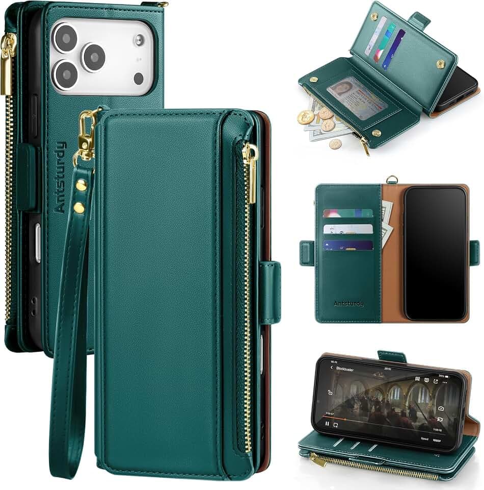 Antsturdy for iPhone 17 Pro Phone Wallet Case Women,Indigo Blue