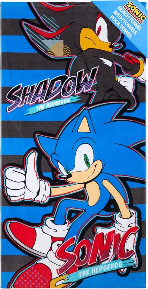 Get Trend Sonic THE Hedgehog Handtuch Kinder Teenagers Badetuch Schnelltrocknend Strandtuch Baumwolle Duschtuch 70x140 cm für Schwimmen und Baden (Mehrfarbig, 70x140cm)