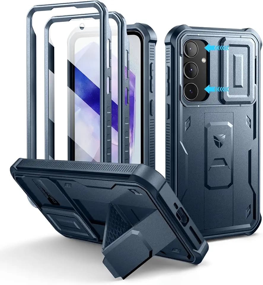 Dexnor for Samsung Galaxy A35 5G Case with Slide Camera Cover, Navy Blue