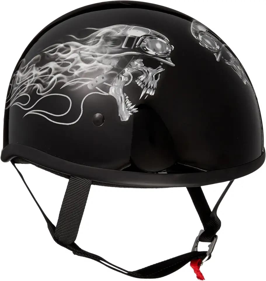 Skid Lid Biker Skull Original Helmet (Black/White, X-Large)