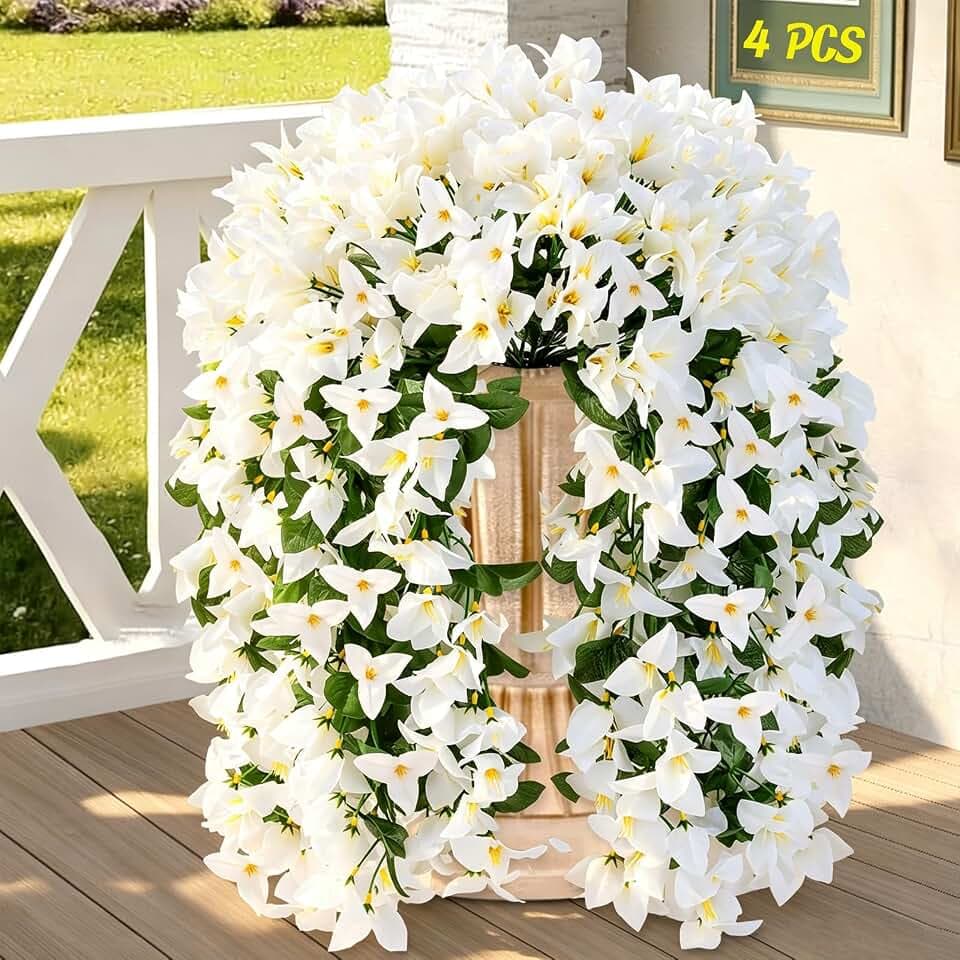 Alotiki 4pcs Faux Bougainvillea, Artificial Flower Outdoors UV Resistant