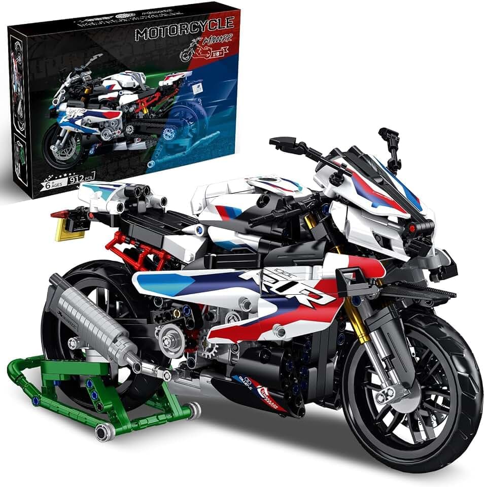 912PCS Motorcycle Building Block Set for Adults, Compatible with Lego, 1000 RR MOC Model Collectible Toys Gifts for Teens Boys Kids