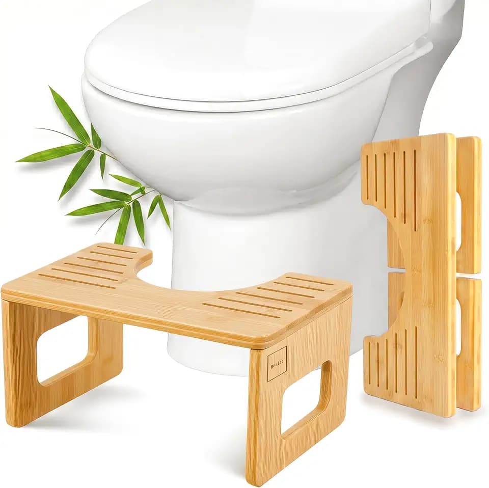Klappbarer Natur-Bambus Toilettenhocker für Erwachsene - WC Hocker