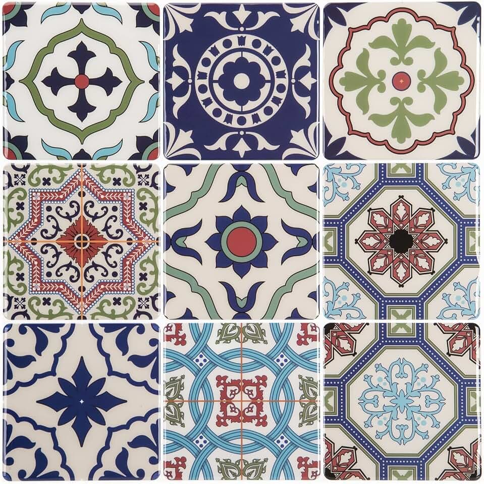 LONGKING Peel and Stick Backsplash Tile Stickers, Pistachio and Blue Tile for Kitchen, Stick on Wall Tiles (10 Sheets)