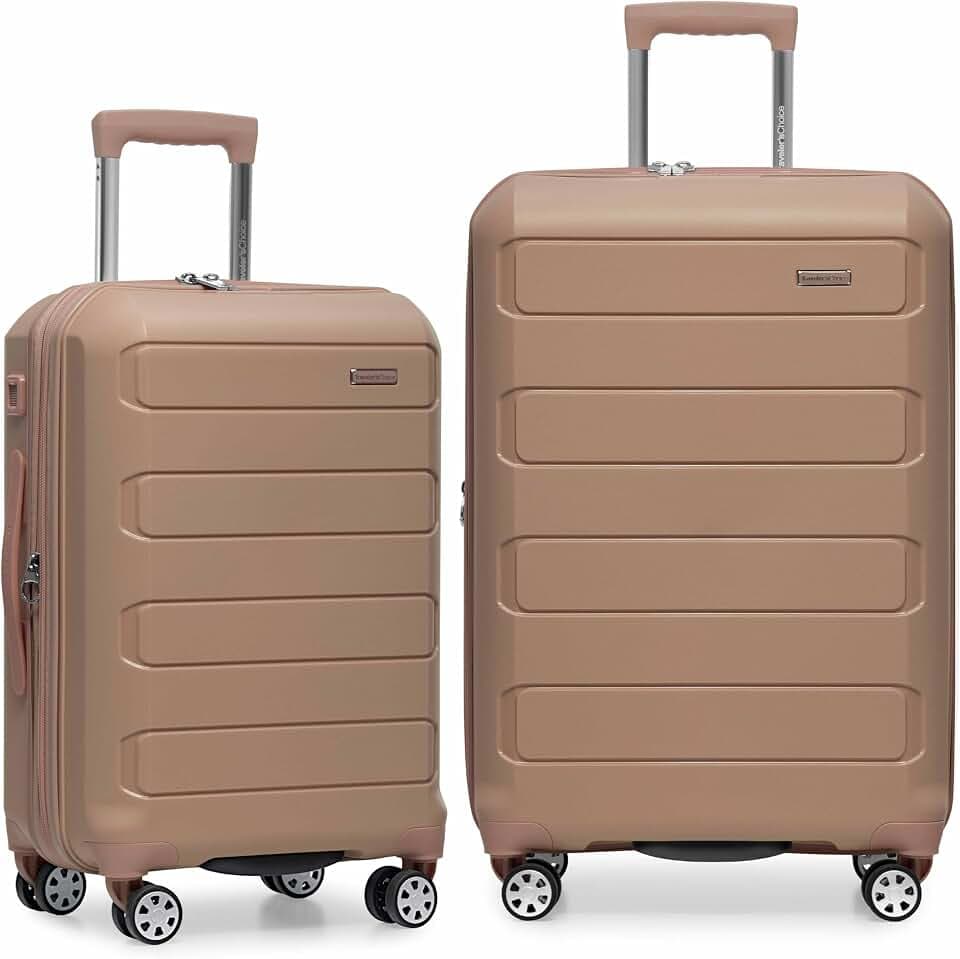 Traveler's Choice Pagosa Hardshell Expandable Luggage with Spinner Wheels, Latte Beige, 2-Piece Set (22/27)