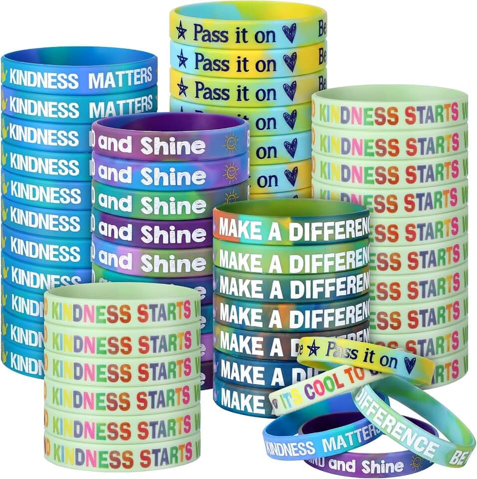 50 Pcs Be Kind Wristbands Kindness Rubber Bracelets Bulk Back to School Motivational Bracelets Inspirational Anti Bullying Silicone Wristbands Classroom Rewards Gift for Students Teachers