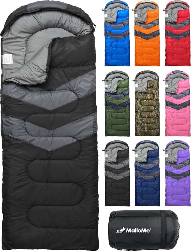 MalloMe Sleeping Bags for Adults Cold Weather & Warm - Backpacking Camping Sleeping Bag for Kids 10-12, Girls, Boys - Lightweight Compact Camping Essentials Gear Accessories Hiking Sleep Must Haves