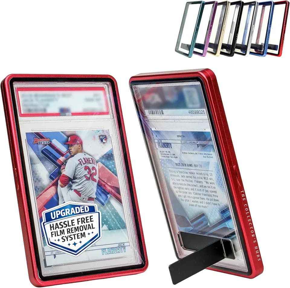 " Magnetic PSA Slab Guard 99.9% UV Resistant Built-in Stand (Protect + Display) Shock Proof | PSA Slab Case | Slab Protector for PSA & CGC | PSA Slab Display Slab Mags - RED