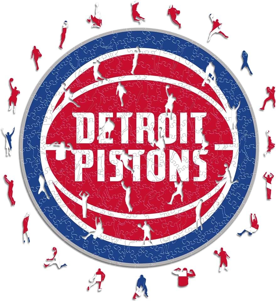 Iconic Puzzles - Detroit Pistons, Logo, Holzpuzzle, offiziell lizenziert von der NBA, 100% nachhaltig, Größe L, 500 Teile