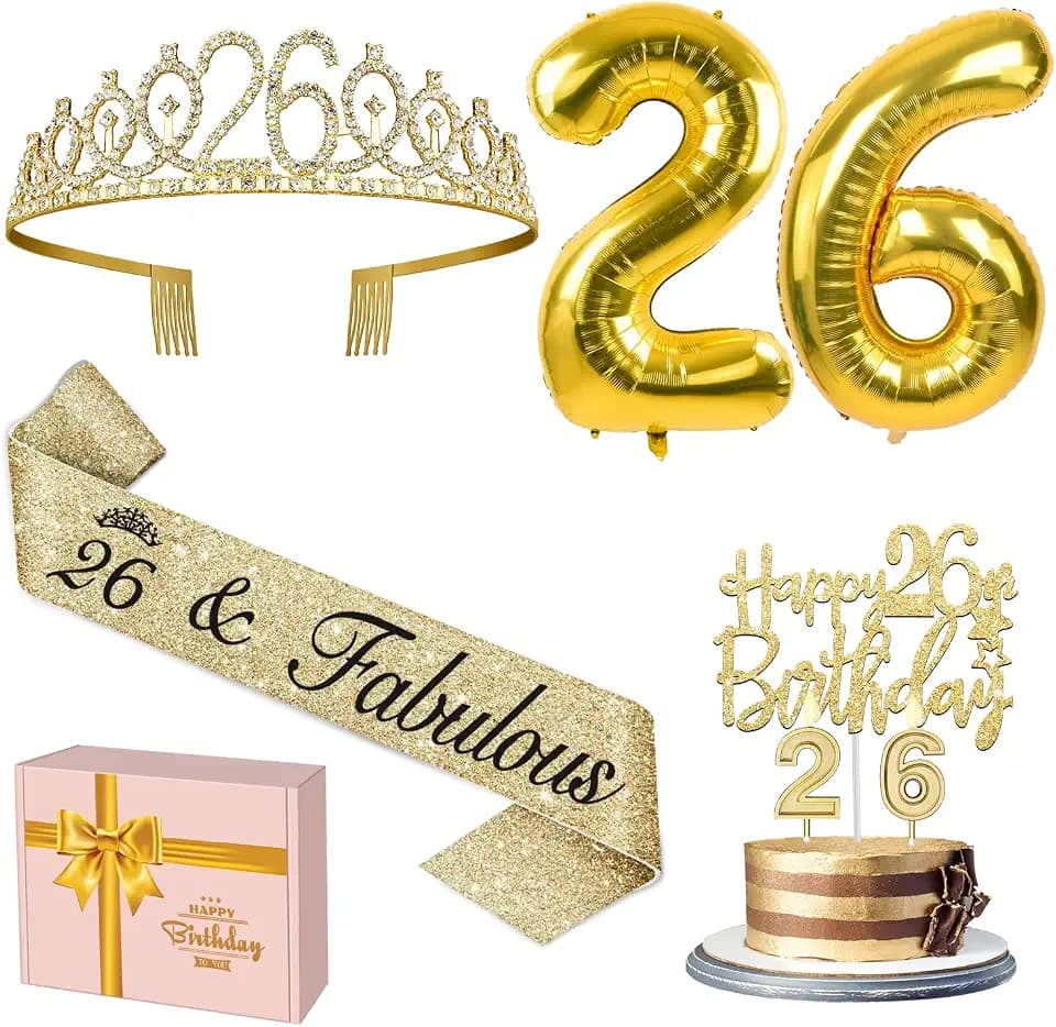 YeohJoy Gold 26th Birthday Decorations for Women