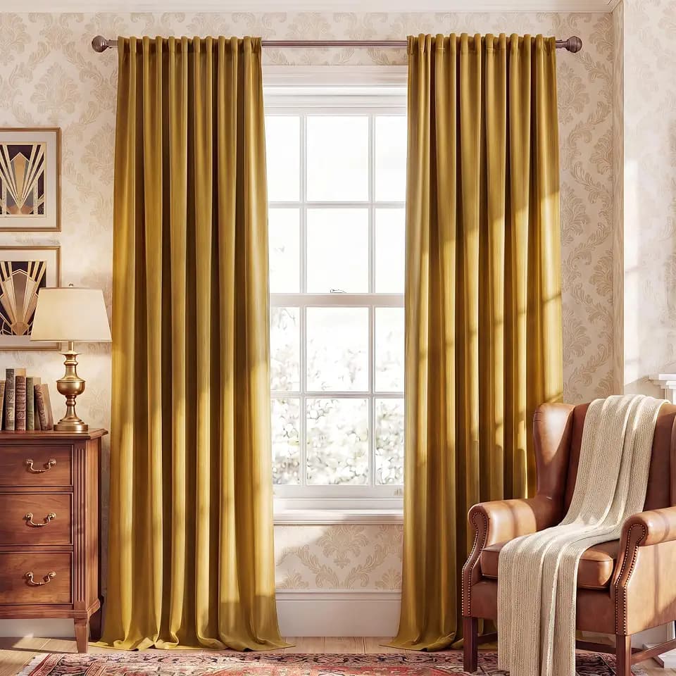 NICETOWN Mustard Yellow Velvet Curtains for Home Decor 2 Panels, W52 x L84