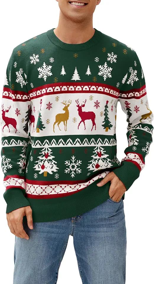 Damen Herren Kinder Weihnachtspullover Lustig Weihnachtspulli Ugly Christmas Sweater Rundhals Strickpullover mit Reindeer Unisex Weihnachts Pullover Familie Set